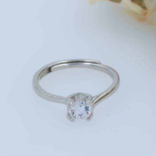 Silver solitaire single diamond ring