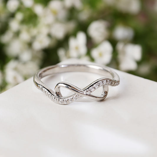 Sterling Silver Infinity Diamond Adjustable Ring