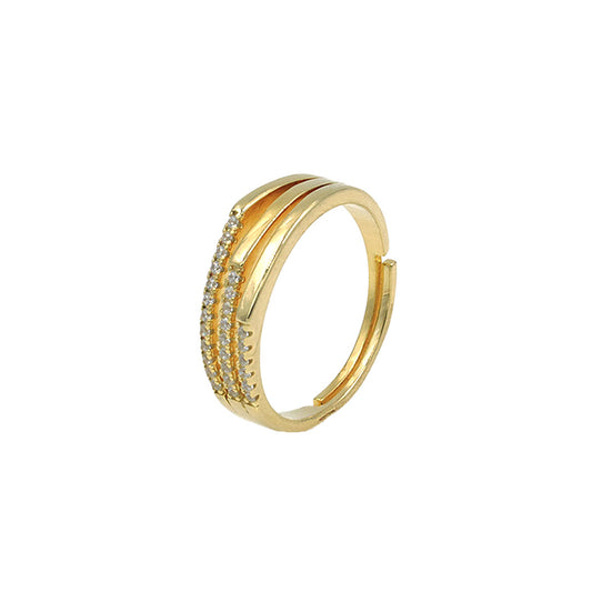 Gold plated Triple Layered Diamond Adjustable Ring