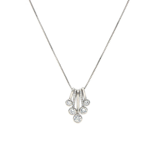 Silver dangling droplet diamonds pendant with chain