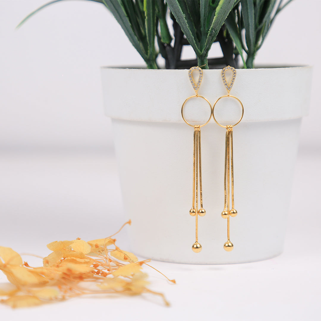 Gold Plated Hanging Party Wear Earrings – Eri Silvers