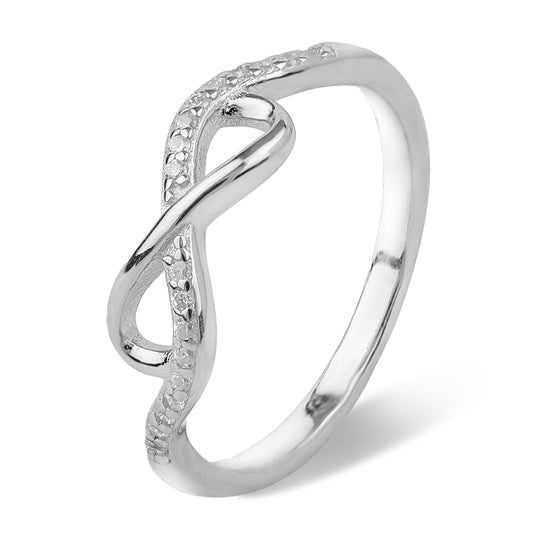 Sterling Silver Infinity Diamond Adjustable Ring