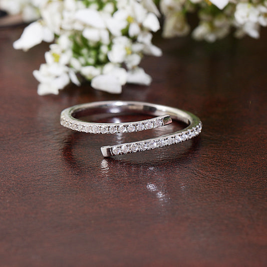 Diamond Swirl Ring in Sterling Silver