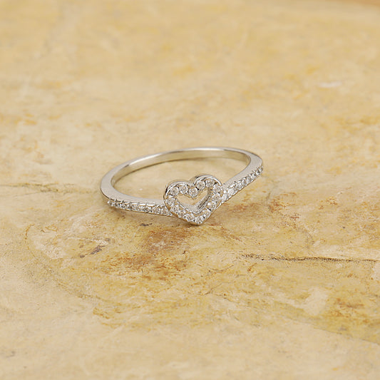 Heart Crown Silver Engagement Rings