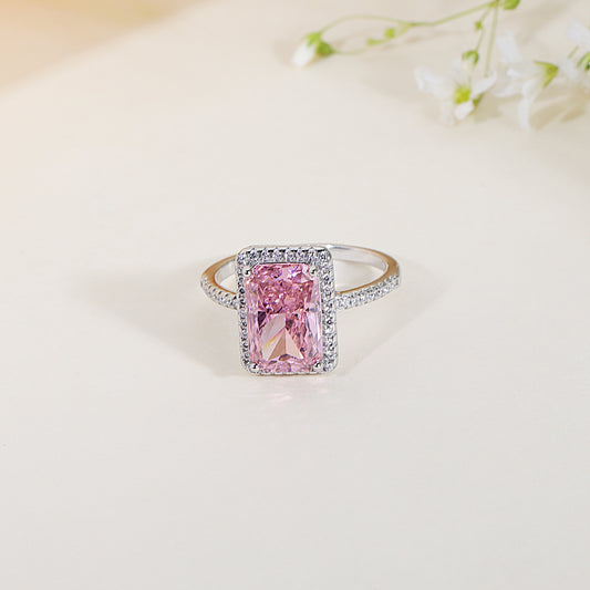 Sterling Silver Pink Gem Engagement Ring