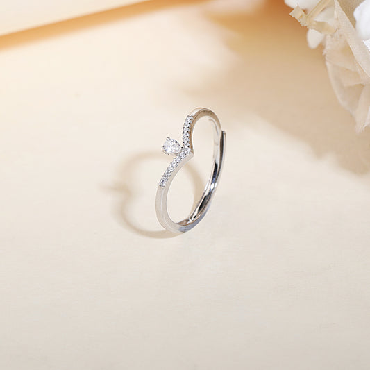 V Shape Diamond Ring With Adjustable Size