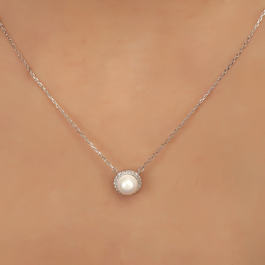Silver Chain With Mother Of Pearl