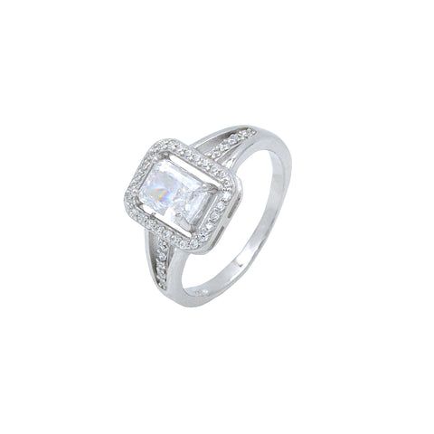 White Sapphire Square Ring Silver