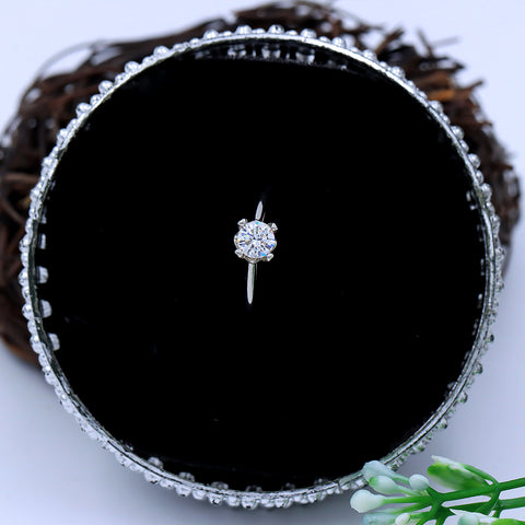 925 Silver High Stud Prong Set Diamond Adjustable Ring