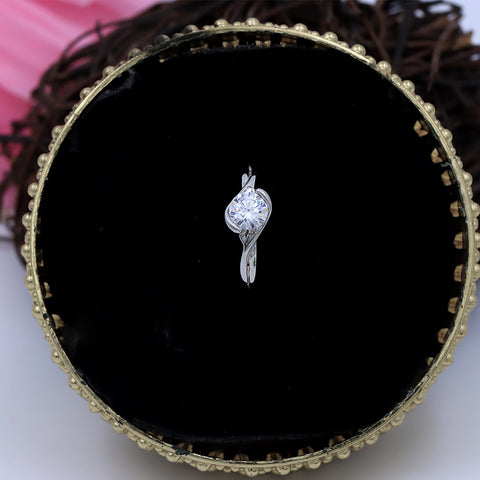 Silver Curvy Single Diamond Adjustable Ring