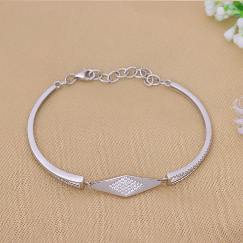 Silver Rhombus Shape Cuff  Adjustable Bracelet