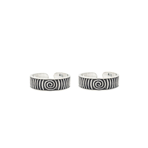925 Sterling Silver Spiral Toe Rings for Women