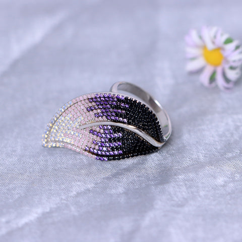 Silver Leaf Multi Color Sapphires Ring