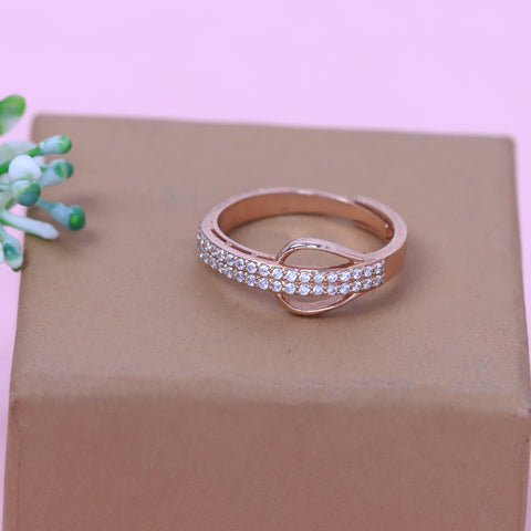 Double Row Band Rose Gold Adjustable Ring for Women