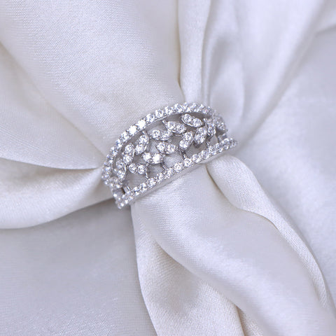 Silver Leaf Band Ring for Diamond