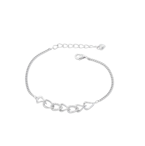 Linked Hearts 92.5 Sterling Silver Bracelet For Women