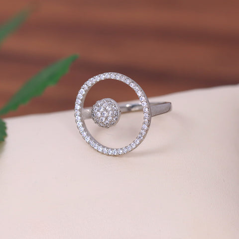 Silver Circle Diamond Ring