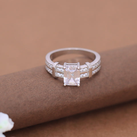 925 Silver Emerald Cut Mount Ring