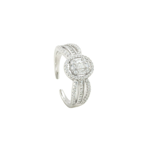 925 Sterling Silver Round American Diamonds Party wear Ring for Women