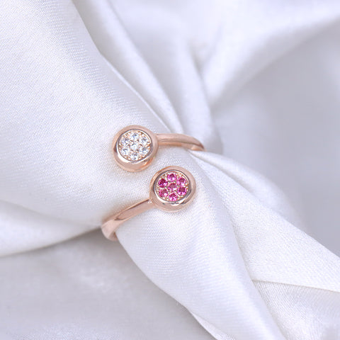 Rose Gold Double Round Ring With Adjustable Size