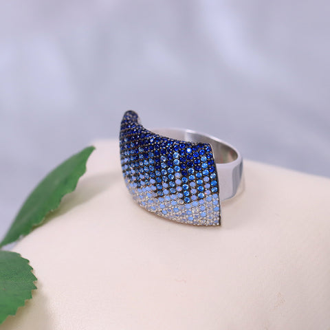 Silver Blue Sapphires Multi Color Ring