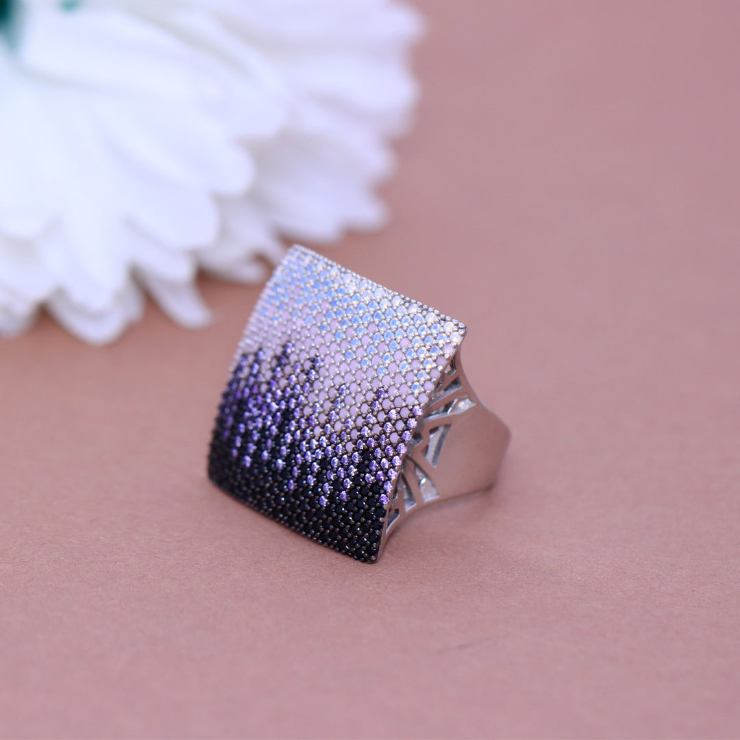 Sterling Silver Swarovski Multi Color Crystal Ring