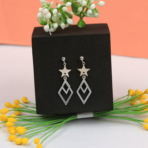 Star Hanging Hexagon Silver Earring