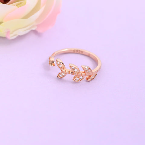 Rose Gold Plated Leaf Ring