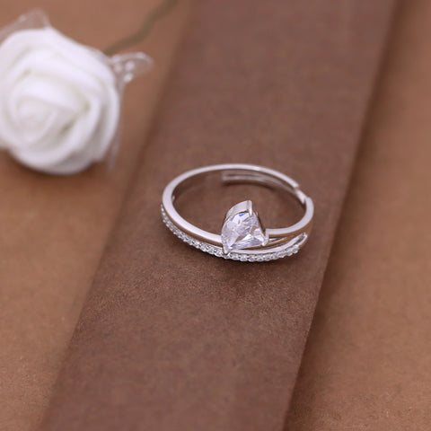 Silver Single Pear And Pave Wrap s Adjustable Ring