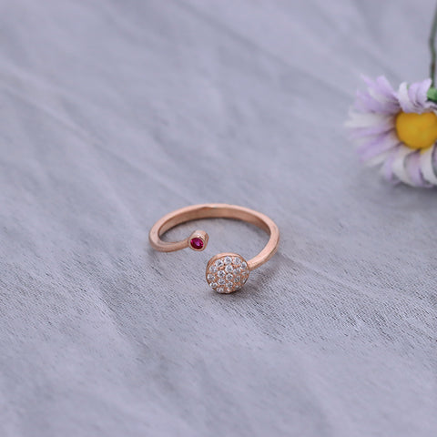 Rose Gold Open Ring With Zircon Round