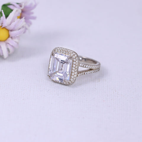 Silver Emerald Cut Ring India