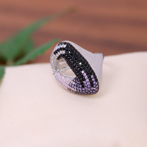 Silver Tringle Shape Multi Color s Ring