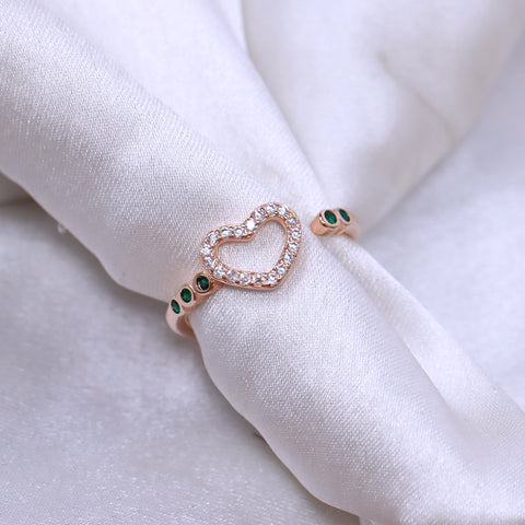 Rose Gold Open Heart Adjustable  Ring