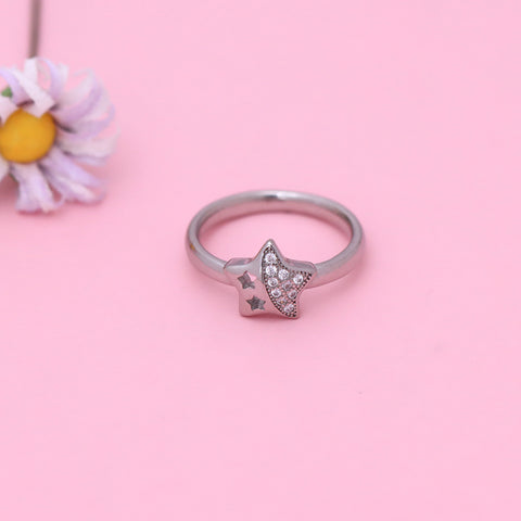 Silver Solitaire Star Ring