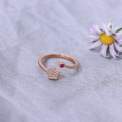 Rose Gold Four Finger Star Ring Set