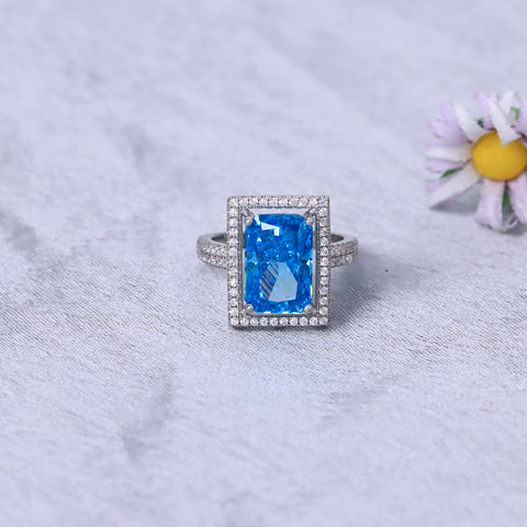 Sky Blue Sapphire Square Ring