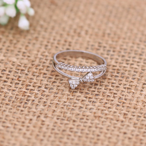 Double Layer Bow Silver  Ring