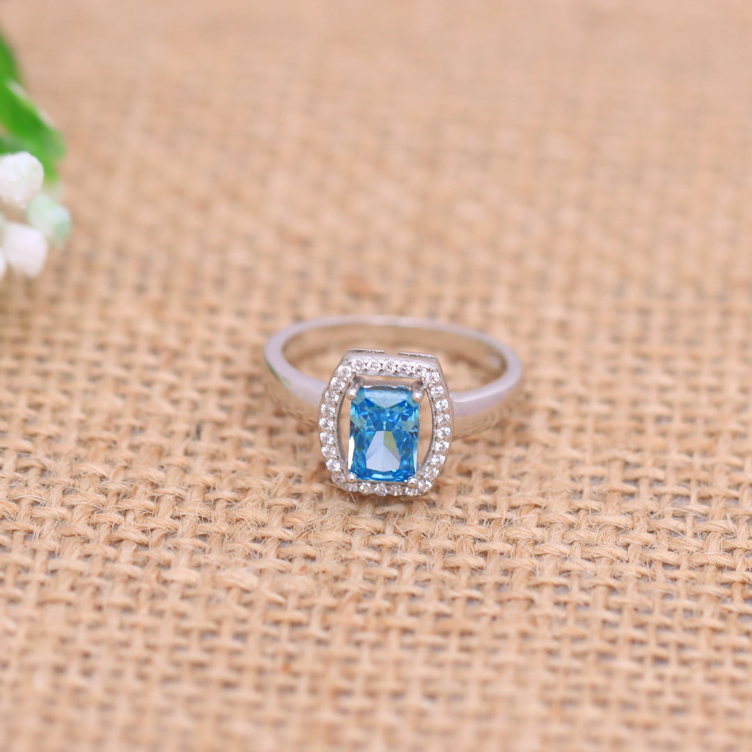 Silver Blue Topaz Solitaire Ring