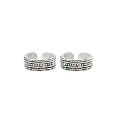 925 Sterling Silver Oxidized Dotted Toe Ring for Women