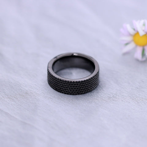 Silver Black  Band Ring