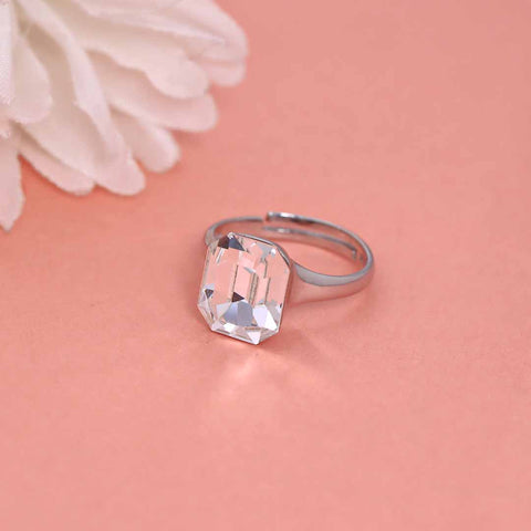 Emerald Cut Silver Square Ring