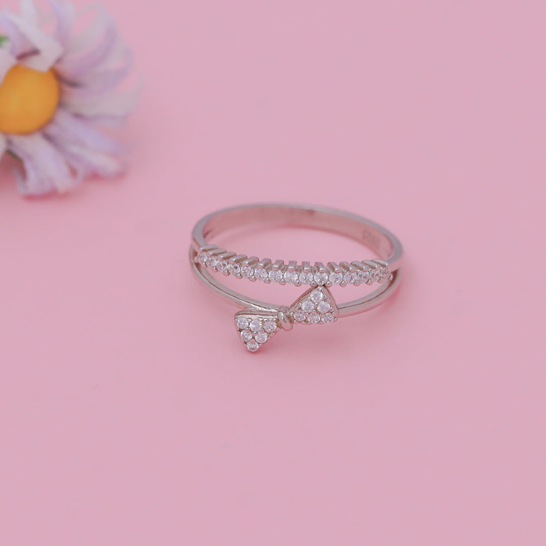 Double Layer Bow Silver  Ring