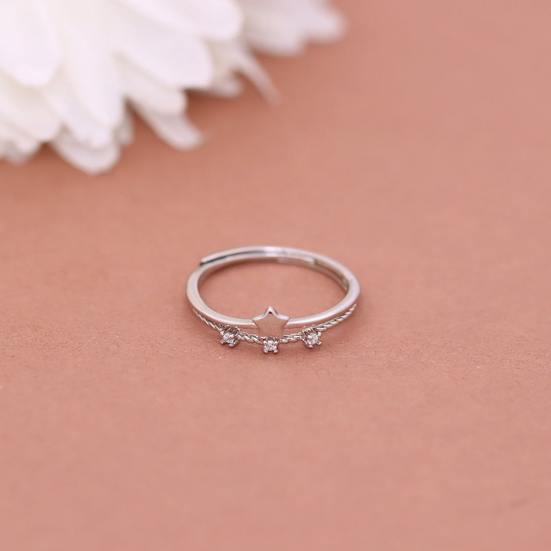 925 Sterling Silver Star Adjustable Ring