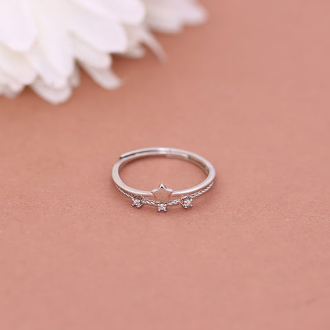 925 Sterling Silver Star Adjustable Ring