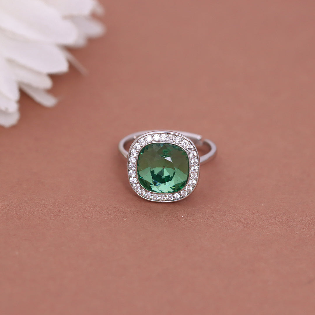 Green Gemstone Silver Ring