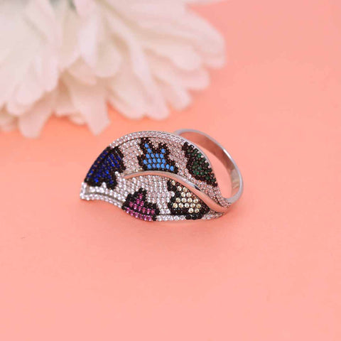 Silver Leaf Rainbow s Ring