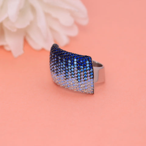 Silver Blue Sapphires Multi Color Ring