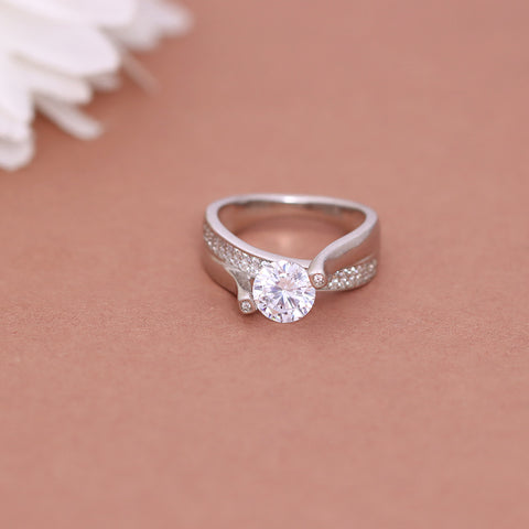 Round Cut Silver Rings for Women