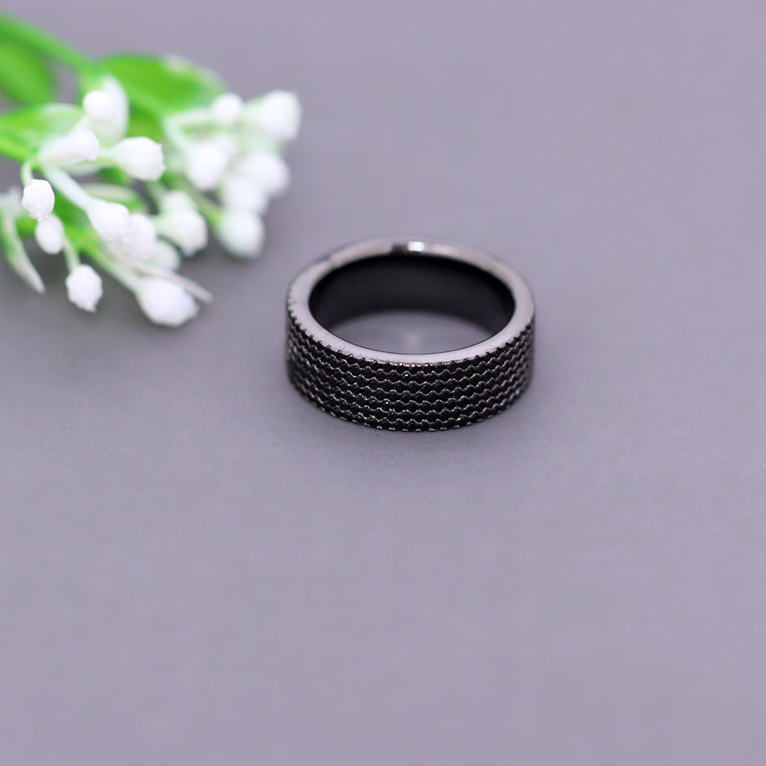 Silver Black  Band Ring