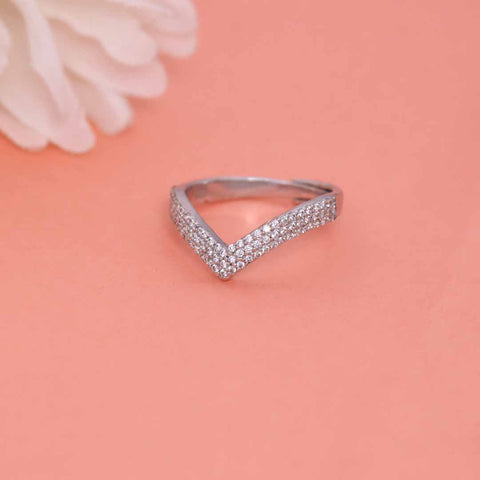 V Shape Three Layer Silver  Adjustable Ring